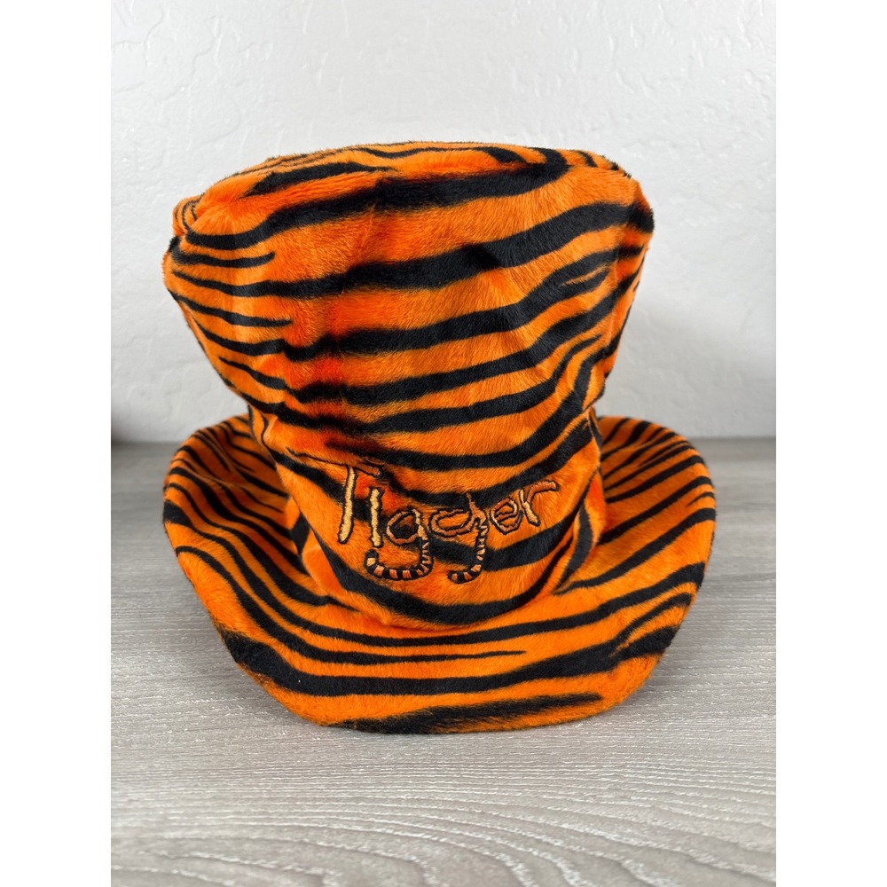 Disney Tigger Top Hat Orange Black Tiger Stripe Faux Fur Disneyland Resort Hat